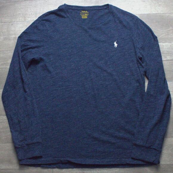 Polo Ralph Lauren Shirt Mens Large Blue Custom Slim Fit Long Sleeve Pony Preppy - Picture 1 of 3